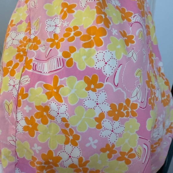Lilly Pulitzer Fireflies Pink and Orange Floral Sleeveless Dress Kids 10 - Picture 3 of 9